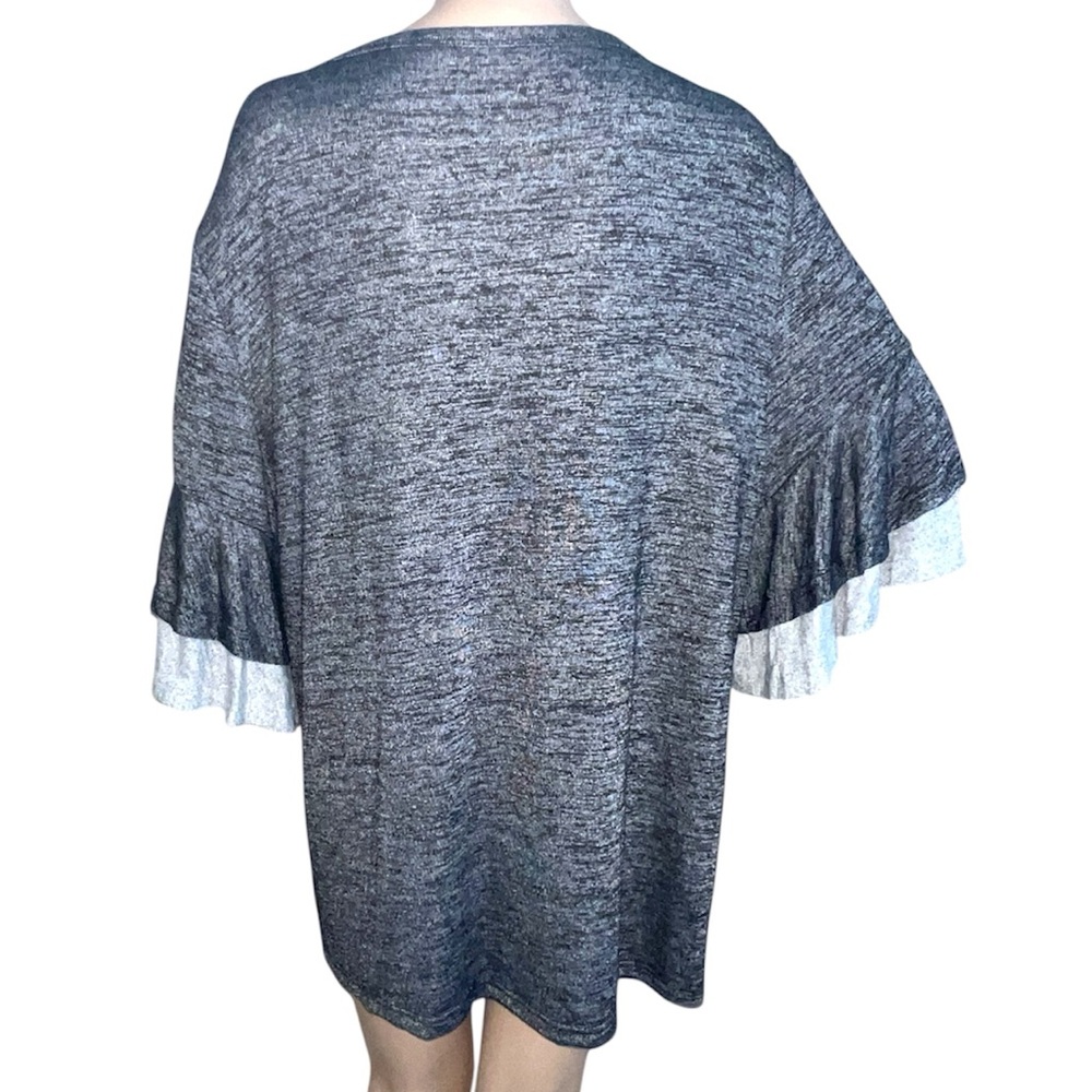 BLOOMCHIC | NWOT CHARCOAL RUFFLE SLEEVE KNIT TOP - Picture 3 of 9